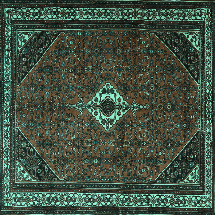Square Machine Washable Persian Turquoise Traditional Area Rugs, wshtr1780turq
