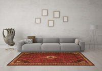 Machine Washable Persian Orange Traditional Rug, wshtr1780org