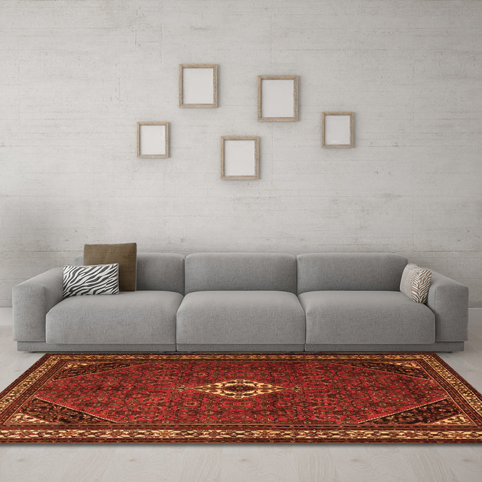 Machine Washable Persian Orange Traditional Area Rugs in a Living Room, wshtr1780org