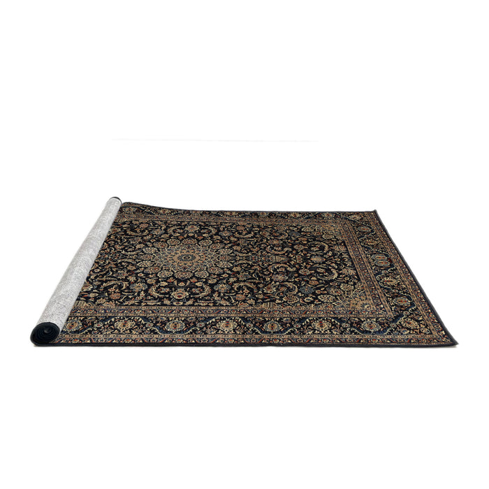 Sideview of Machine Washable Traditional Dark Almond Brown Rug, wshtr1781