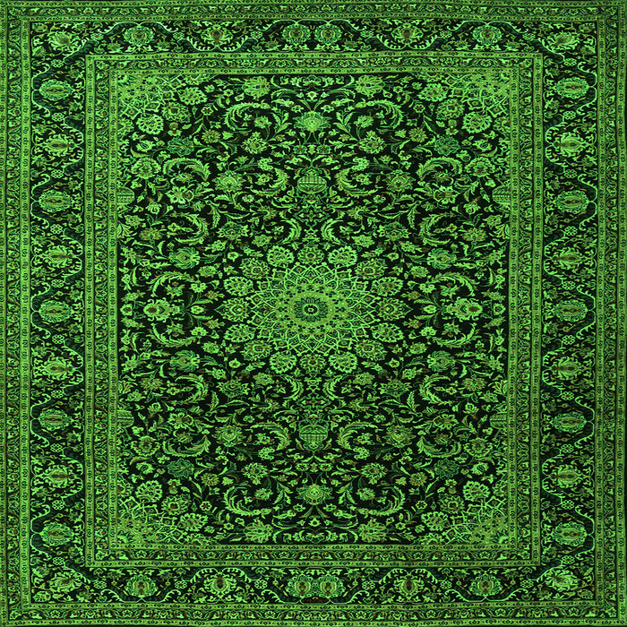 Serging Thickness of Medallion Green Traditional Rug, tr1781grn
