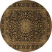 Round Machine Washable Medallion Brown Traditional Rug, wshtr1781brn