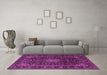 Machine Washable Medallion Pink Traditional Rug in a Living Room, wshtr1781pnk