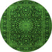 Square Medallion Green Traditional Rug, tr1781grn