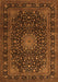 Serging Thickness of Machine Washable Medallion Orange Traditional Area Rugs, wshtr1781org