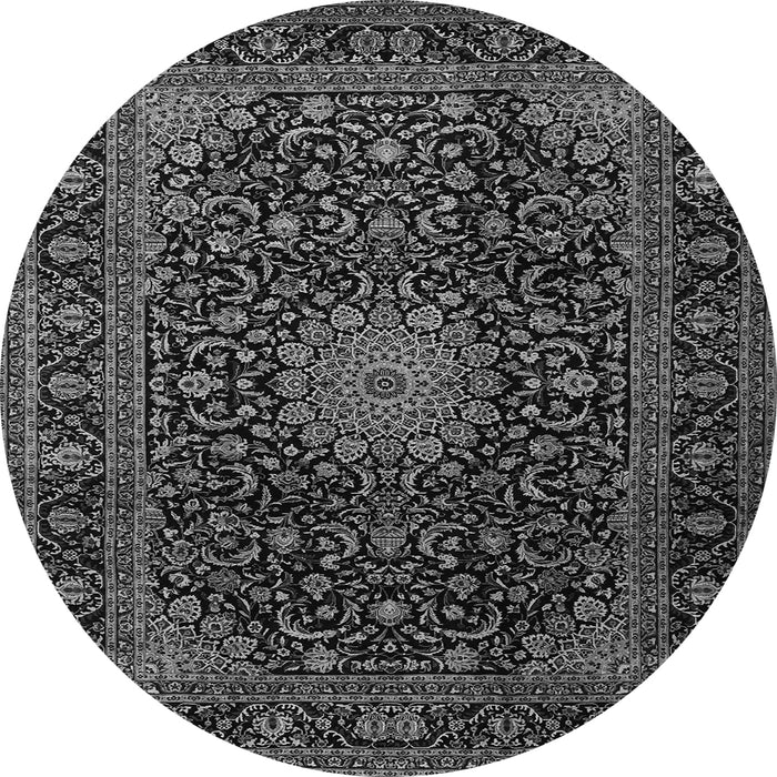 Machine Washable Medallion Gray Traditional Rug, wshtr1781gry
