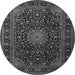 Machine Washable Medallion Gray Traditional Rug, wshtr1781gry