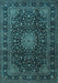 Machine Washable Medallion Light Blue Traditional Rug, wshtr1781lblu