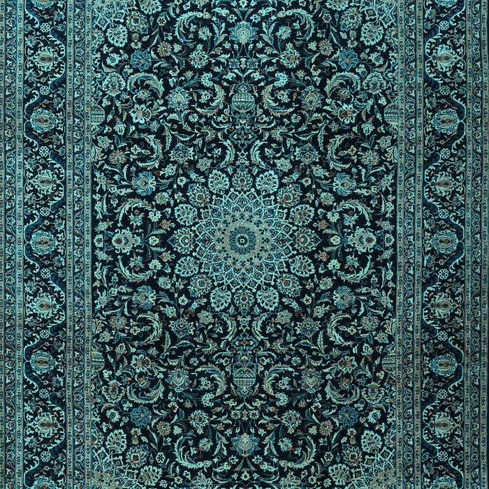 Machine Washable Medallion Light Blue Traditional Rug, wshtr1781lblu