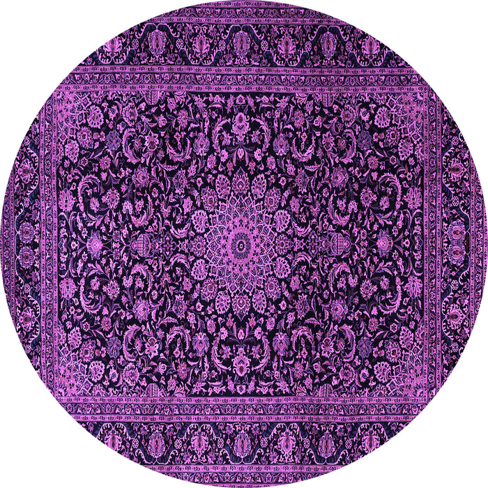 Round Medallion Purple Traditional Rug, tr1781pur