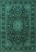 Machine Washable Medallion Turquoise Traditional Area Rugs, wshtr1781turq