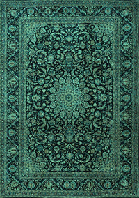 Medallion Turquoise Traditional Rug, tr1781turq