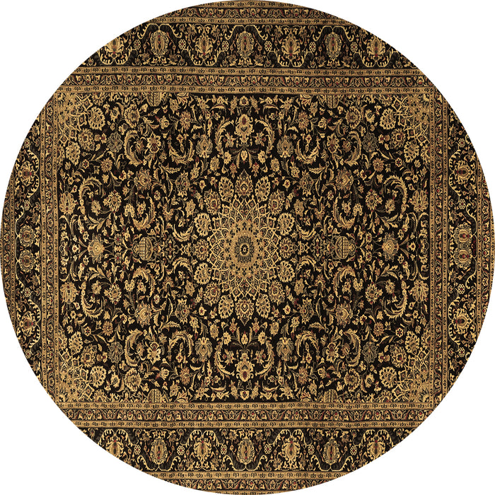 Round Medallion Brown Traditional Rug, tr1781brn