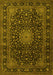 Machine Washable Medallion Yellow Traditional Rug, wshtr1781yw