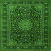 Round Machine Washable Medallion Green Traditional Area Rugs, wshtr1781grn