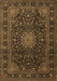 Machine Washable Medallion Brown Traditional Rug, wshtr1781brn