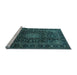 Sideview of Machine Washable Medallion Light Blue Traditional Rug, wshtr1781lblu