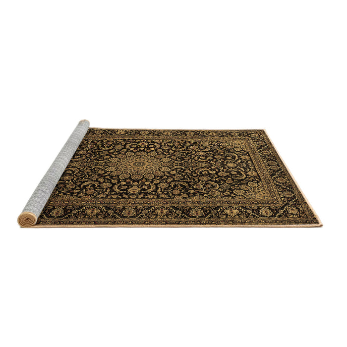 Sideview of Machine Washable Medallion Brown Traditional Rug, wshtr1781brn