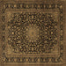 Square Machine Washable Medallion Brown Traditional Rug, wshtr1781brn