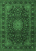 Machine Washable Medallion Emerald Green Traditional Area Rugs, wshtr1781emgrn