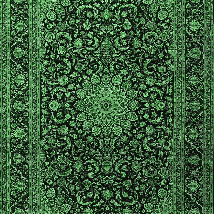 Machine Washable Medallion Emerald Green Traditional Area Rugs, wshtr1781emgrn
