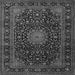 Round Machine Washable Medallion Gray Traditional Rug, wshtr1781gry