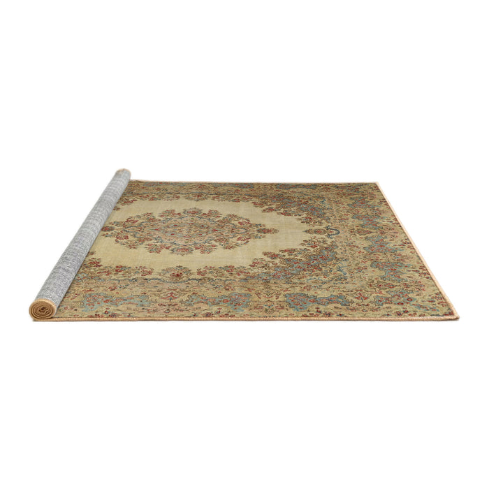 Sideview of Machine Washable Traditional Light Brown Rug, wshtr1782
