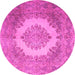 Round Medallion Pink Traditional Rug, tr1782pnk