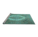 Sideview of Machine Washable Medallion Light Blue Traditional Rug, wshtr1782lblu