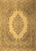 Machine Washable Medallion Brown Traditional Rug, wshtr1782brn