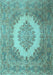 Medallion Light Blue Traditional Rug, tr1782lblu