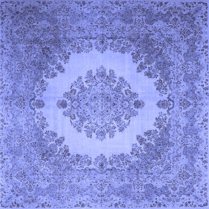 Square Medallion Blue Traditional Rug, tr1782blu