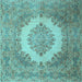 Square Medallion Light Blue Traditional Rug, tr1782lblu