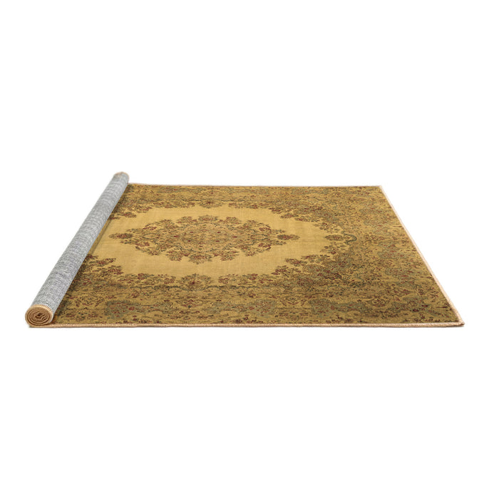 Sideview of Machine Washable Medallion Brown Traditional Rug, wshtr1782brn