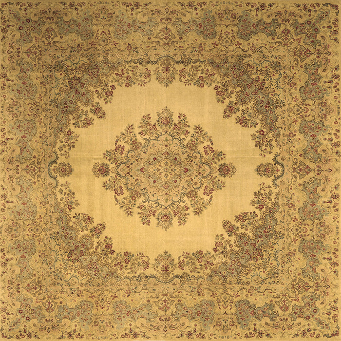 Square Machine Washable Medallion Brown Traditional Rug, wshtr1782brn