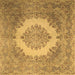 Square Machine Washable Medallion Brown Traditional Rug, wshtr1782brn