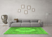 Machine Washable Medallion Green Traditional Area Rugs in a Living Room,, wshtr1782grn