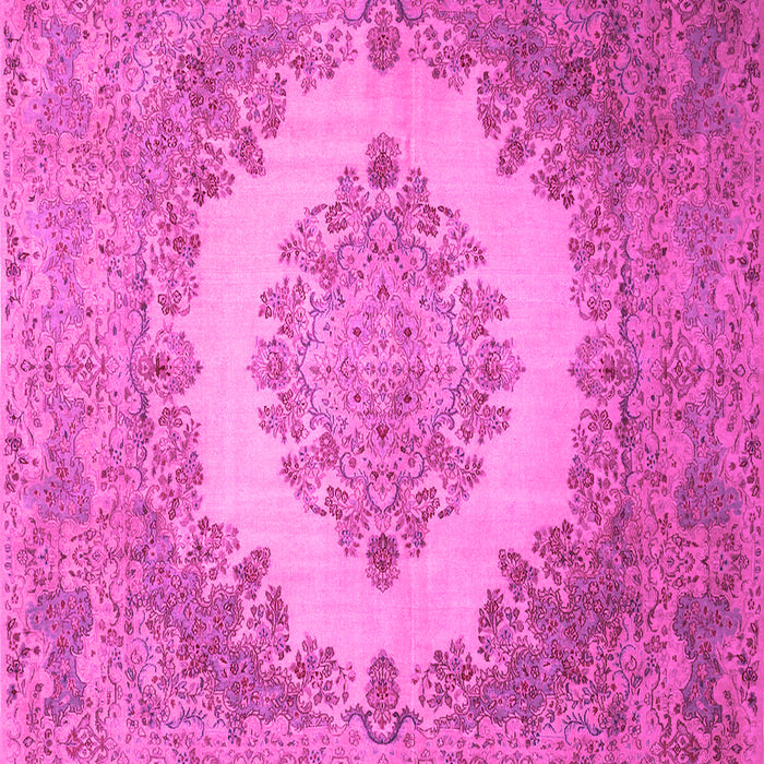 Machine Washable Medallion Pink Traditional Rug, wshtr1782pnk