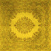 Square Machine Washable Medallion Yellow Traditional Rug, wshtr1782yw