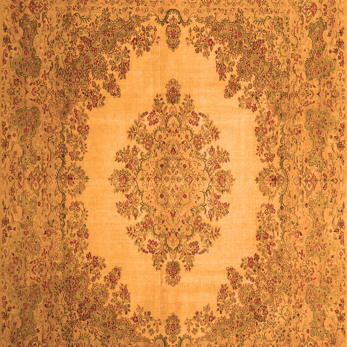Serging Thickness of Machine Washable Medallion Orange Traditional Area Rugs, wshtr1782org