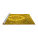 Sideview of Machine Washable Medallion Yellow Traditional Rug, wshtr1782yw