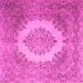 Square Machine Washable Medallion Pink Traditional Rug, wshtr1782pnk