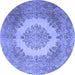 Round Medallion Blue Traditional Rug, tr1782blu