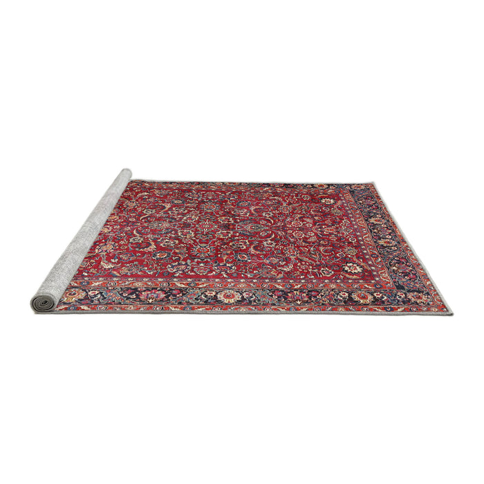 Sideview of Machine Washable Traditional Rosy Pink Rug, wshtr1783