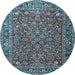 Round Machine Washable Persian Light Blue Traditional Rug, wshtr1783lblu