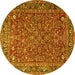 Round Machine Washable Persian Yellow Traditional Rug, wshtr1783yw