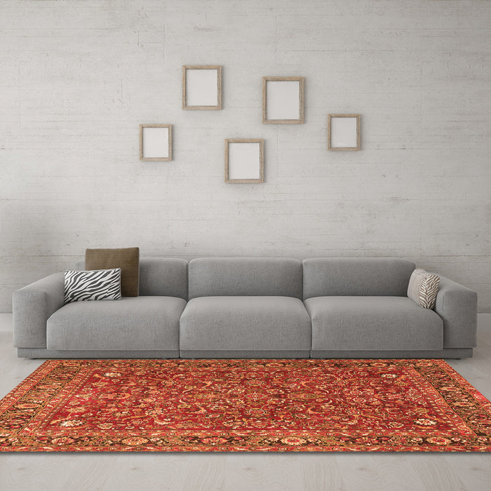 Machine Washable Persian Orange Traditional Area Rugs in a Living Room, wshtr1783org