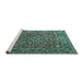 Sideview of Machine Washable Persian Turquoise Traditional Area Rugs, wshtr1783turq