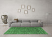 Machine Washable Persian Emerald Green Traditional Area Rugs in a Living Room,, wshtr1783emgrn