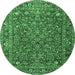 Round Persian Emerald Green Traditional Rug, tr1783emgrn